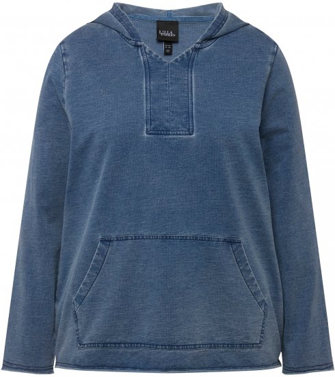Ulla Popken Raw Hem Long Sleeve Hoodie Night Blue - Felpe & felpe con cappuccio - 