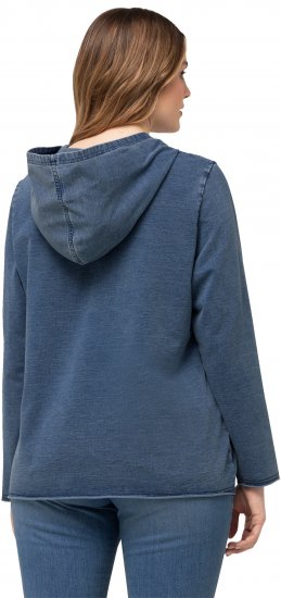 Ulla Popken Raw Hem Long Sleeve Hoodie Night Blue - Felpe & felpe con cappuccio - 
