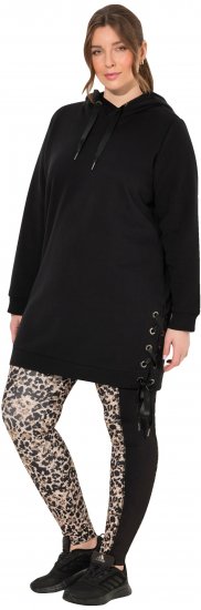 Ulla Popken Longline Lace Up Hoodie Black - Felpe & felpe con cappuccio - 