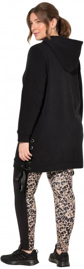 Ulla Popken Longline Lace Up Hoodie Black - Felpe & felpe con cappuccio - 