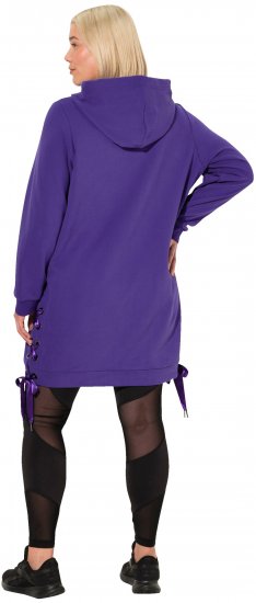 Ulla Popken Longline Lace Up Hoodie Purple - Felpe & felpe con cappuccio - 