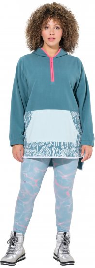 Ulla Popken Floral Detail Fleece Hoodie Ice Green - Felpe & felpe con cappuccio - 