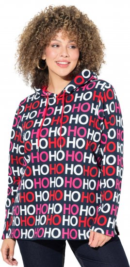 Ulla Popken Ho Ho Ho Lettering Hooded Sweatshirt Navy - Felpe & felpe con cappuccio - 
