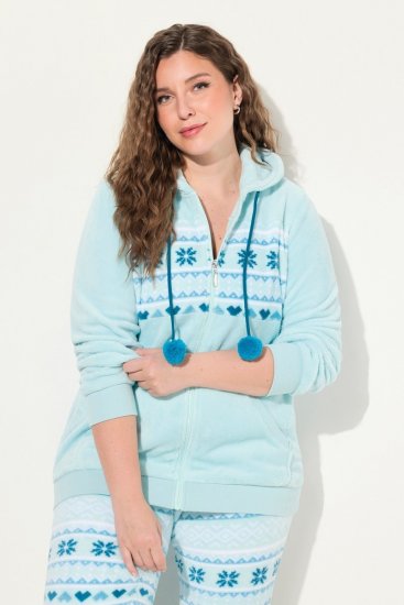 Ulla Popken Plush Alpine Striped Motif Loungewear Hoodie Baby Blue - Felpe & felpe con cappuccio - Felpe, Hoodie e Maglieria Calda