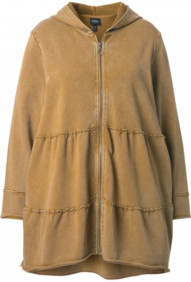 Ulla Popken Tiered Flounce Panel Zip Up Hoodie Mocha Brown - Felpe & felpe con cappuccio - Felpe, Hoodie e Maglieria Calda