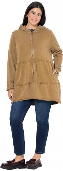 Ulla Popken Tiered Flounce Panel Zip Up Hoodie Mocha Brown - Felpe & felpe con cappuccio - Felpe, Hoodie e Maglieria Calda