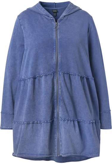 Ulla Popken Tiered Flounce Panel Zip Up Hoodie Atlantic Blue - Felpe & felpe con cappuccio - Felpe, Hoodie e Maglieria Calda