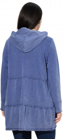 Ulla Popken Tiered Flounce Panel Zip Up Hoodie Atlantic Blue - Felpe & felpe con cappuccio - Felpe, Hoodie e Maglieria Calda
