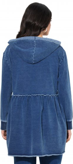 Ulla Popken Indigo Dyed Flounce Panel Hoodie Blue - Felpe & felpe con cappuccio - 