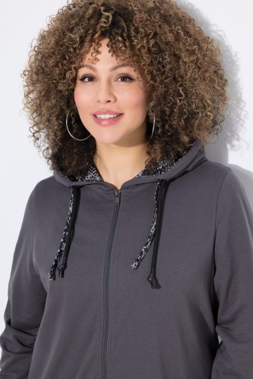 Ulla Popken Snake Detail Zip-Up Hoodie Graphite Grey - Felpe & felpe con cappuccio - Felpe, Hoodie e Maglieria Calda