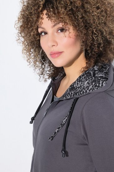 Ulla Popken Snake Detail Zip-Up Hoodie Graphite Grey - Felpe & felpe con cappuccio - Felpe, Hoodie e Maglieria Calda