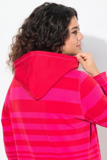 Ulla Popken Oversized Striped Long Sleeve Hoodie Lychee - Felpe & felpe con cappuccio - Felpe, Hoodie e Maglieria Calda