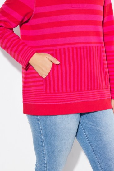 Ulla Popken Oversized Striped Long Sleeve Hoodie Lychee - Felpe & felpe con cappuccio - Felpe, Hoodie e Maglieria Calda