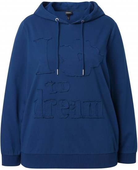 Ulla Popken Applique Lettering Hooded Sweatshirt Dark Blue - Felpe & felpe con cappuccio - 
