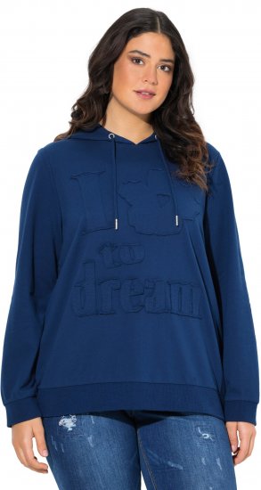 Ulla Popken Applique Lettering Hooded Sweatshirt Dark Blue - Felpe & felpe con cappuccio - 