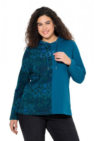 Ulla Popken Split Print LOVE Hoodie Teal - Felpe & felpe con cappuccio - Felpe, Hoodie e Maglieria Calda