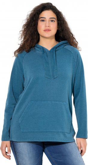 Ulla Popken Rhinestone Drawstring Moon Wash Hoodie Teal - Felpe & felpe con cappuccio - 