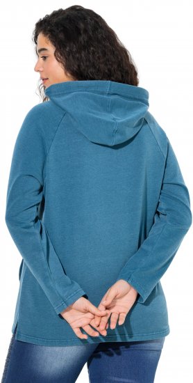 Ulla Popken Rhinestone Drawstring Moon Wash Hoodie Teal - Felpe & felpe con cappuccio - 