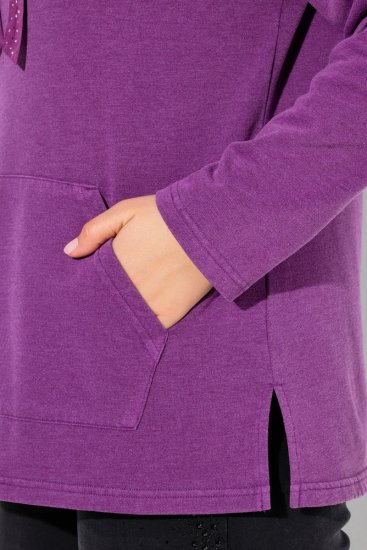 Ulla Popken Rhinestone Drawstring Moon Wash Hoodie Light Plum - Felpe & felpe con cappuccio - Felpe, Hoodie e Maglieria Calda