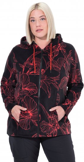Ulla Popken Fleece Flower Print Zip-Up Hoodie Black - Felpe & felpe con cappuccio - 