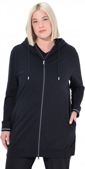Ulla Popken Contrast Piping Zip-Up Hoodie Black - Felpe & felpe con cappuccio - 