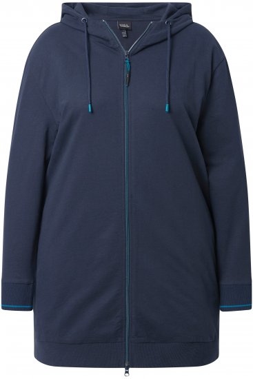 Ulla Popken Contrast Piping Zip-Up Hoodie Navy - Felpe & felpe con cappuccio - 