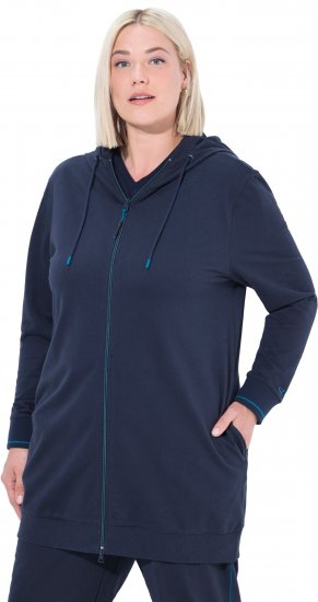 Ulla Popken Contrast Piping Zip-Up Hoodie Navy - Felpe & felpe con cappuccio - 