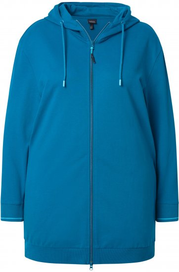 Ulla Popken Contrast Piping Zip-Up Hoodie Smoke Blue - Felpe & felpe con cappuccio - 