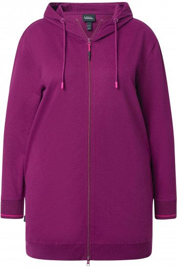 Ulla Popken Contrast Piping Zip-Up Hoodie Pink Berry - Felpe & felpe con cappuccio - 