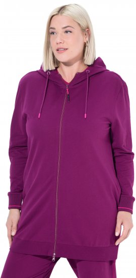 Ulla Popken Contrast Piping Zip-Up Hoodie Pink Berry - Felpe & felpe con cappuccio - 