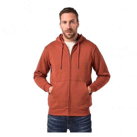JP1880 Hoodie With Zipper Brick Brown - Felpe & felpe con cappuccio - Felpe & Felpe con Cappuccio Uomo Taglie Forti