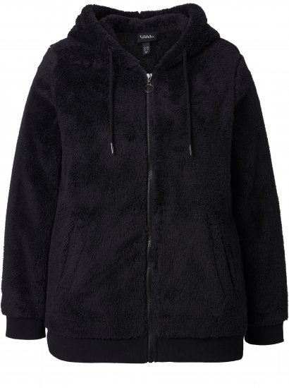 Ulla Popken Teddy Fleece Zip-Up Hoodie Black - Felpe & felpe con cappuccio - Felpe, Hoodie e Maglieria Calda