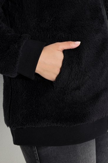 Ulla Popken Teddy Fleece Zip-Up Hoodie Black - Felpe & felpe con cappuccio - Felpe, Hoodie e Maglieria Calda