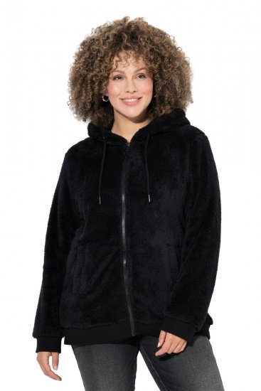 Ulla Popken Teddy Fleece Zip-Up Hoodie Black - Felpe & felpe con cappuccio - Felpe, Hoodie e Maglieria Calda