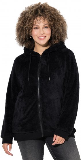 Ulla Popken Teddy Fleece Zip-Up Hoodie Black - Felpe & felpe con cappuccio - Felpe, Hoodie e Maglieria Calda