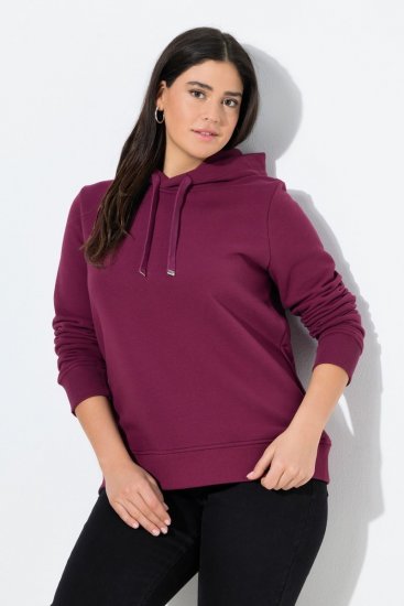 Ulla Popken Relaxed Fit Long Sleeve Hoodie Dark Berry - Felpe & felpe con cappuccio - Felpe, Hoodie e Maglieria Calda