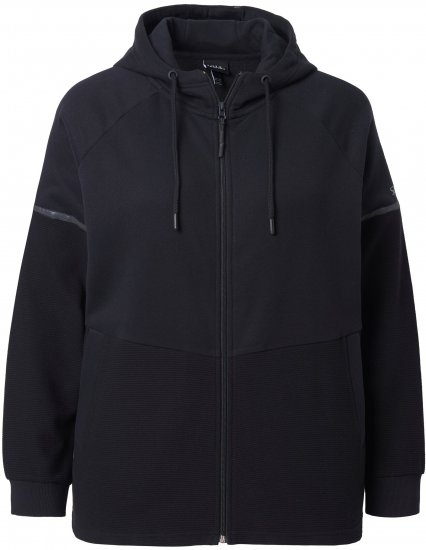 Ulla Popken Mix Fabric Reflective Trim Zip Hoodie Black - Felpe & felpe con cappuccio - 