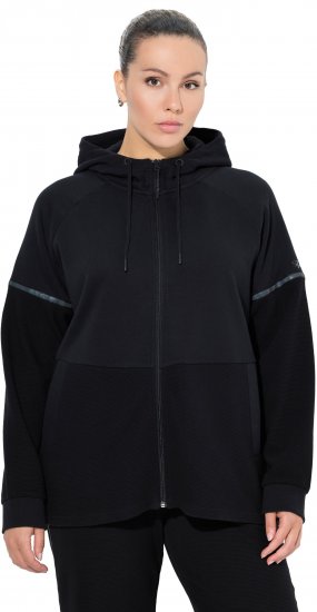 Ulla Popken Mix Fabric Reflective Trim Zip Hoodie Black - Felpe & felpe con cappuccio - 