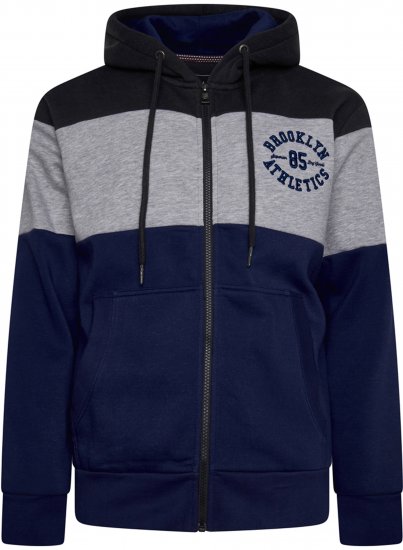 Kam Jeans 7083 Zip Thru Cut & Saw Brooklyn Hoodie Jet Black - Felpe & felpe con cappuccio - Felpe & Felpe con Cappuccio Uomo Taglie Forti