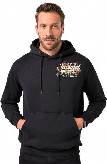 JP1880 Hoodie Breast Print Instinct Black - Felpe & felpe con cappuccio - Felpe & Felpe con Cappuccio Uomo Taglie Forti