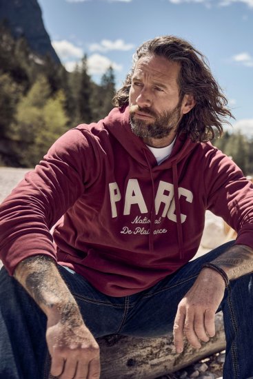 JP1880 Hoodie with Embroidery Aubergine - Felpe & felpe con cappuccio - Felpe & Felpe con Cappuccio Uomo Taglie Forti