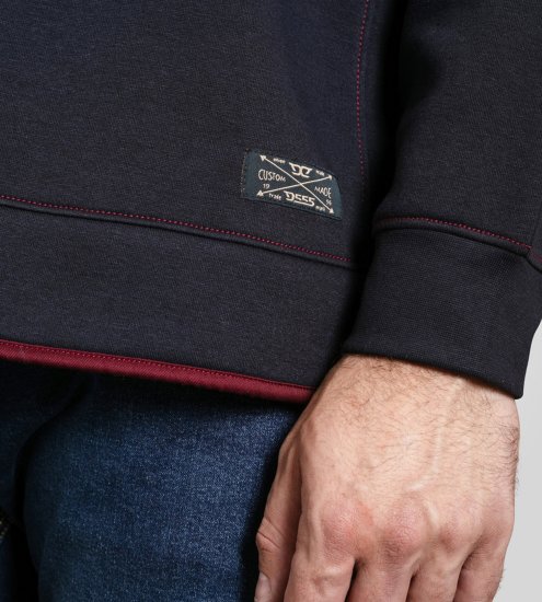 Duke Leicester Quarter Neck Fleece Sweatshirt Navy TALL - TALL felpe - 