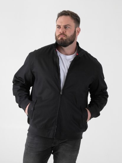 D555 Kent Elastic Rib Hem & Cuffs Harrington Jacket Black - Giubbotti - Giubbotti Uomo Taglie Forti
