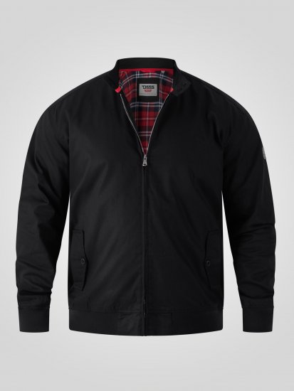 D555 Kent Elastic Rib Hem & Cuffs Harrington Jacket Black - Giubbotti - Giubbotti Uomo Taglie Forti