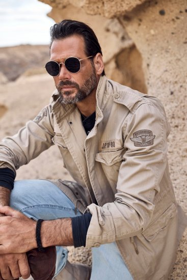 JP1880 Field Jacket with Badges Vintage Look Dark Beige - Giubbotti - Giubbotti Uomo Taglie Forti