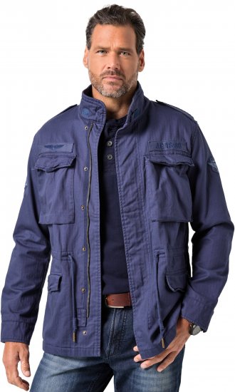 JP1880 Field Jacket with Badges Vintage Look Light Azure Blue - Giubbotti - Giubbotti Uomo Taglie Forti