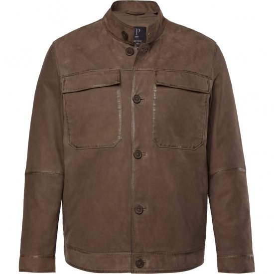 JP1880 Leather Jacket Lambskin Suede Brown - Giubbotti - Giubbotti Uomo Taglie Forti