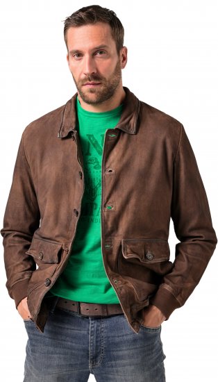 JP1880 Finest Goat Suede Leather Blouson Tobacco Brown - Giubbotti - Giubbotti Uomo Taglie Forti