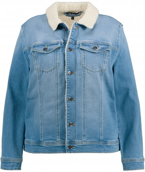 Ulla Popken Teddy Fleece Lined Denim Jacket Blue Denim - Giacche - 