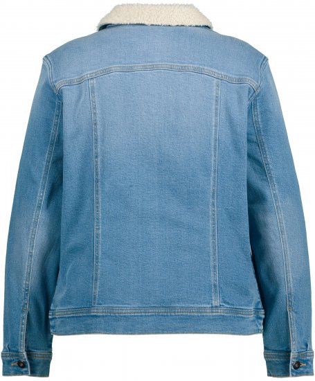 Ulla Popken Teddy Fleece Lined Denim Jacket Blue Denim - Giacche - 